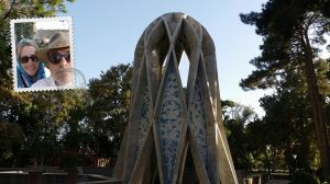 30 September: Neyshabur, Omar Khayyam's mausoleum; great Iranian astronomer, philosopher, sufi, poet, who is best known around the world for his 'rubayat'. Killed by the Mongolian black army when they attacked Neyshabur, capital of Tabarestan, which used to be one of the 'stan' states of Iran. A peaceful contrast to our chaotic morning visit in Mashhad.